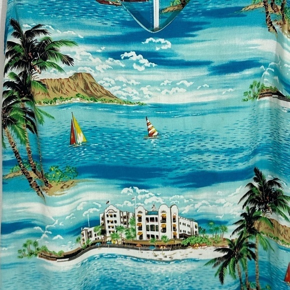 Tapestry Tropical Island Novelty Print Summer Travel Maxi Dress Size Small - Picture 3 of 8